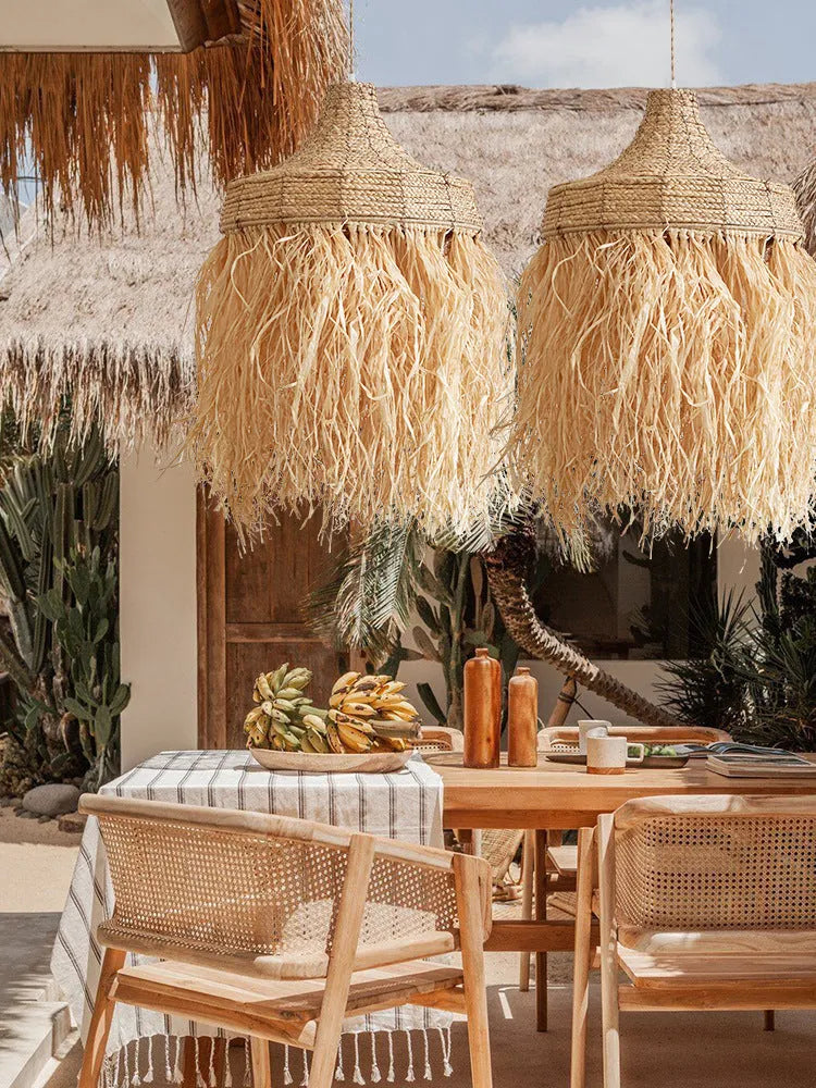 50cm diameter retro restaurant chandelier with wild vetch and willow weaving construction