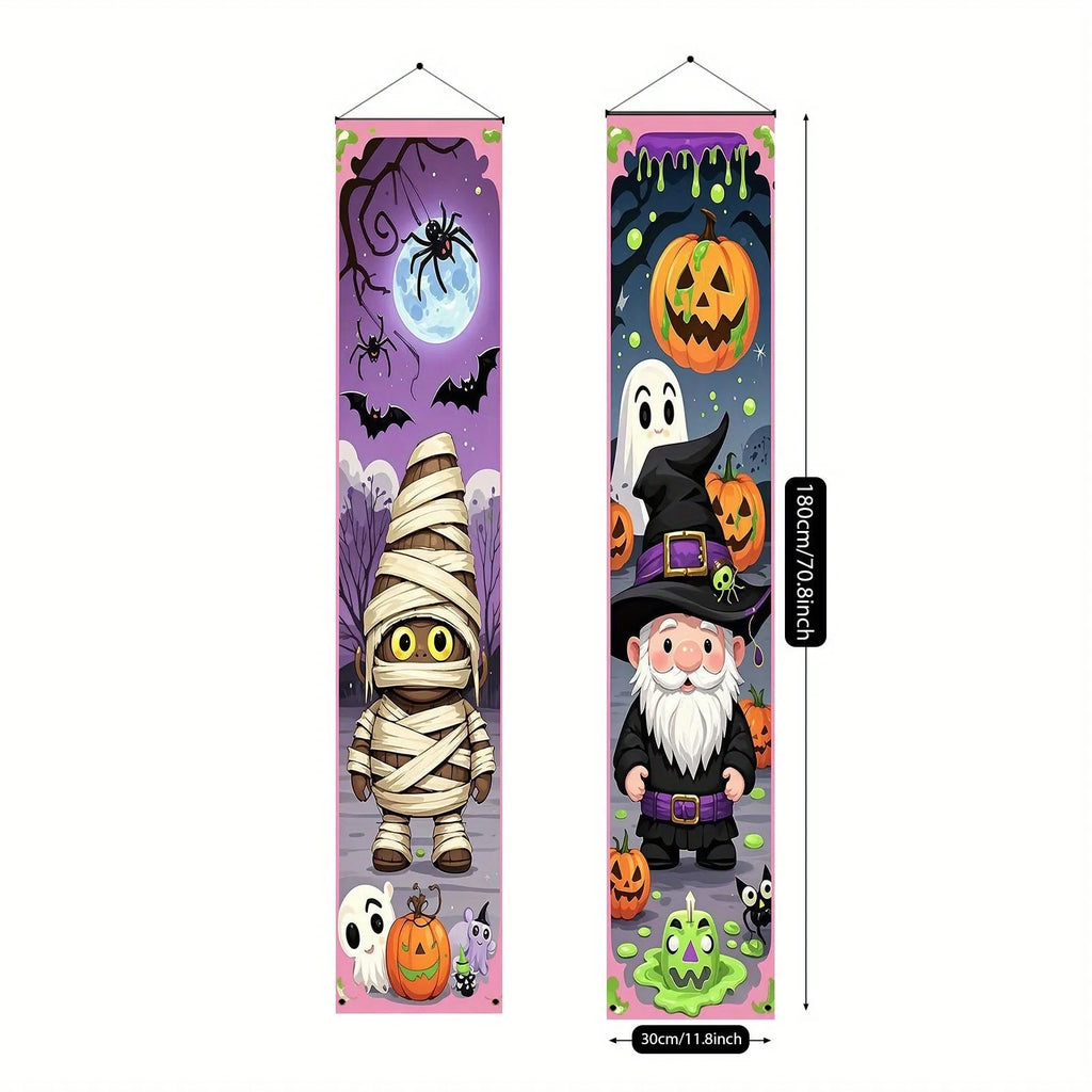 Polyester Halloween couplet hanging flag decorations measuring 30x180cm for party and wall display
