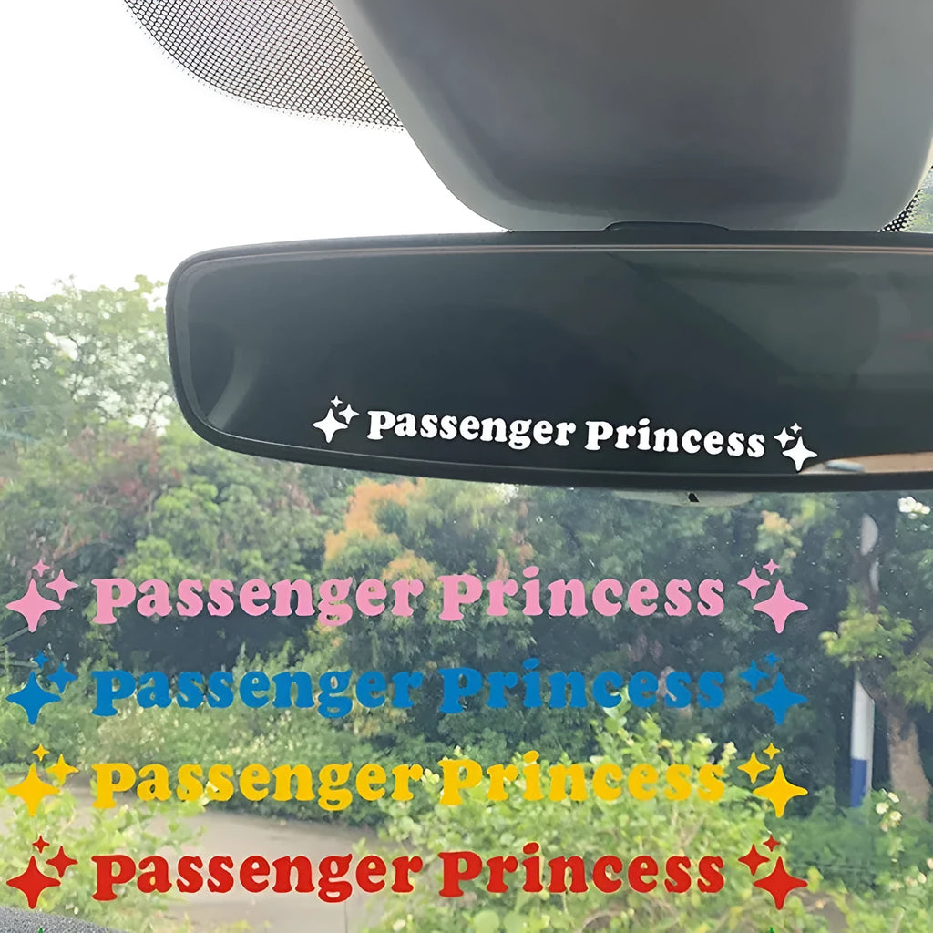 Passenger princess decorative sticker for car rearview mirror in reflective colours