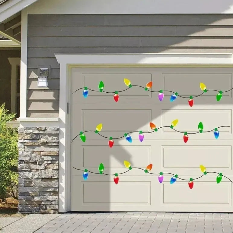 Magnetic Christmas light bulb reflective paste set showing bulbs and wire strips