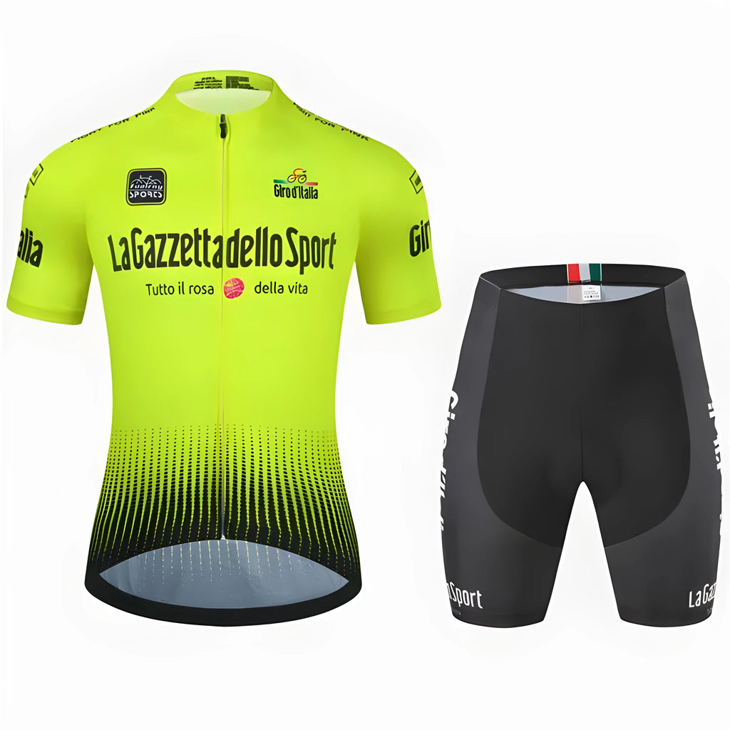 Short sleeve cycling suit for road biking in quick-dry polyester fabric