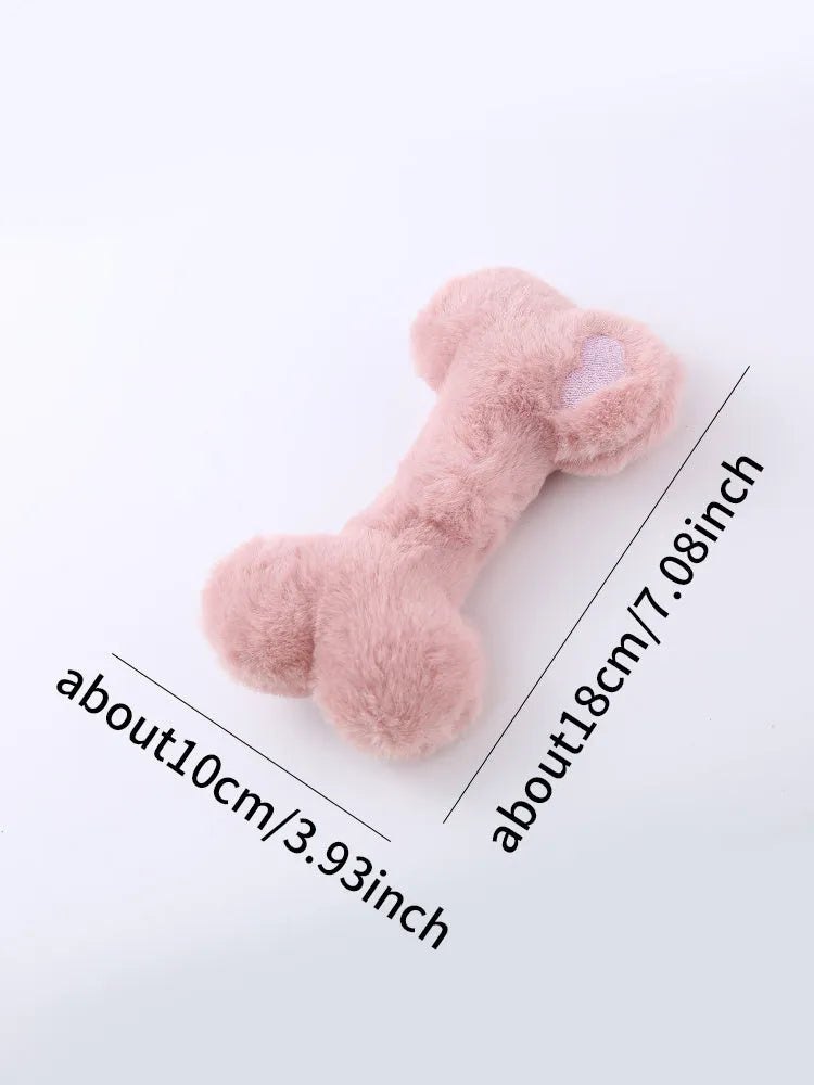 Set of colourful love bone shaped plush dog toys with squeakers for interactive play