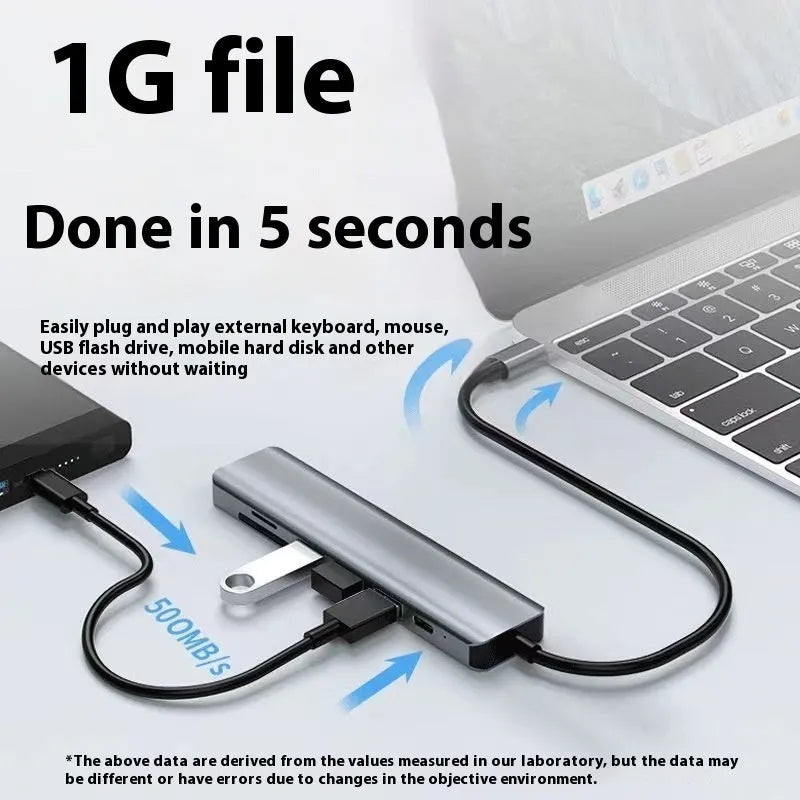 USB-C 7-in-1 expansion dock with HDMI port, USB 3.0 ports, and 15cm cable