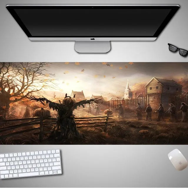 Oversized Halloween gaming mouse pad showing one of 28 available character designs on rubber cloth surface