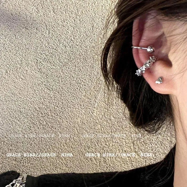 Geometric ear clip earrings with irregular frosty finish and alloy construction