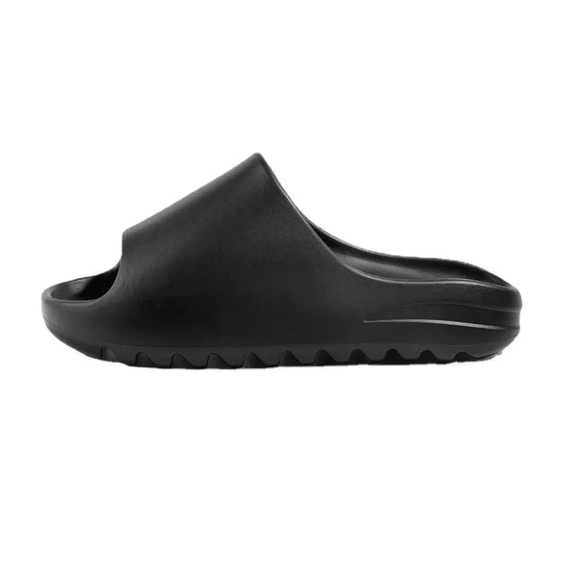 Women's thick sole beach slippers in EVA, shown in black, green, brown, and beige colour options.
