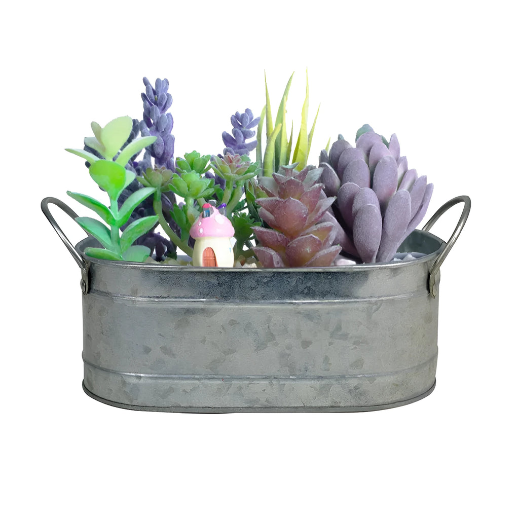 Iron sheet metal desktop succulent flowerpot with corrosion-resistant finish
