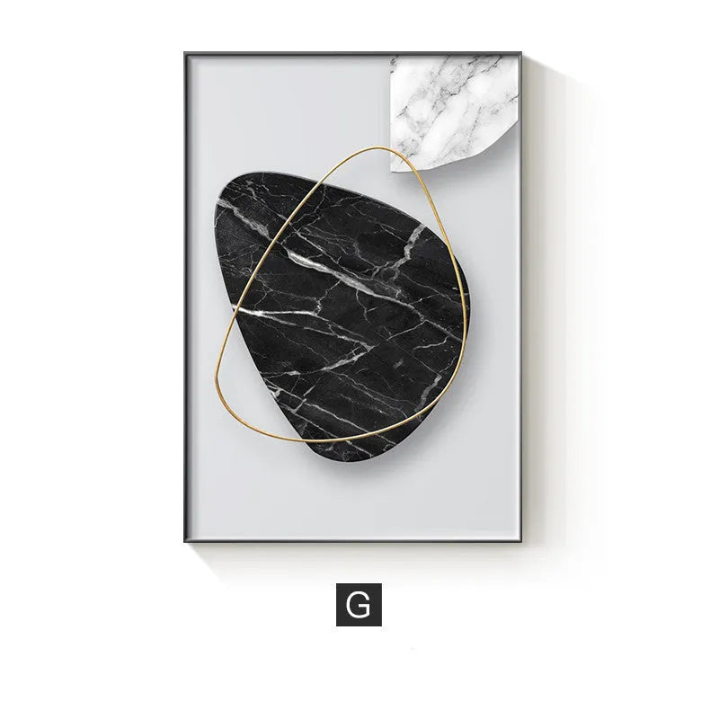 Abstract geometric pattern printed on a canvas wall art poster in a simple, modern style.