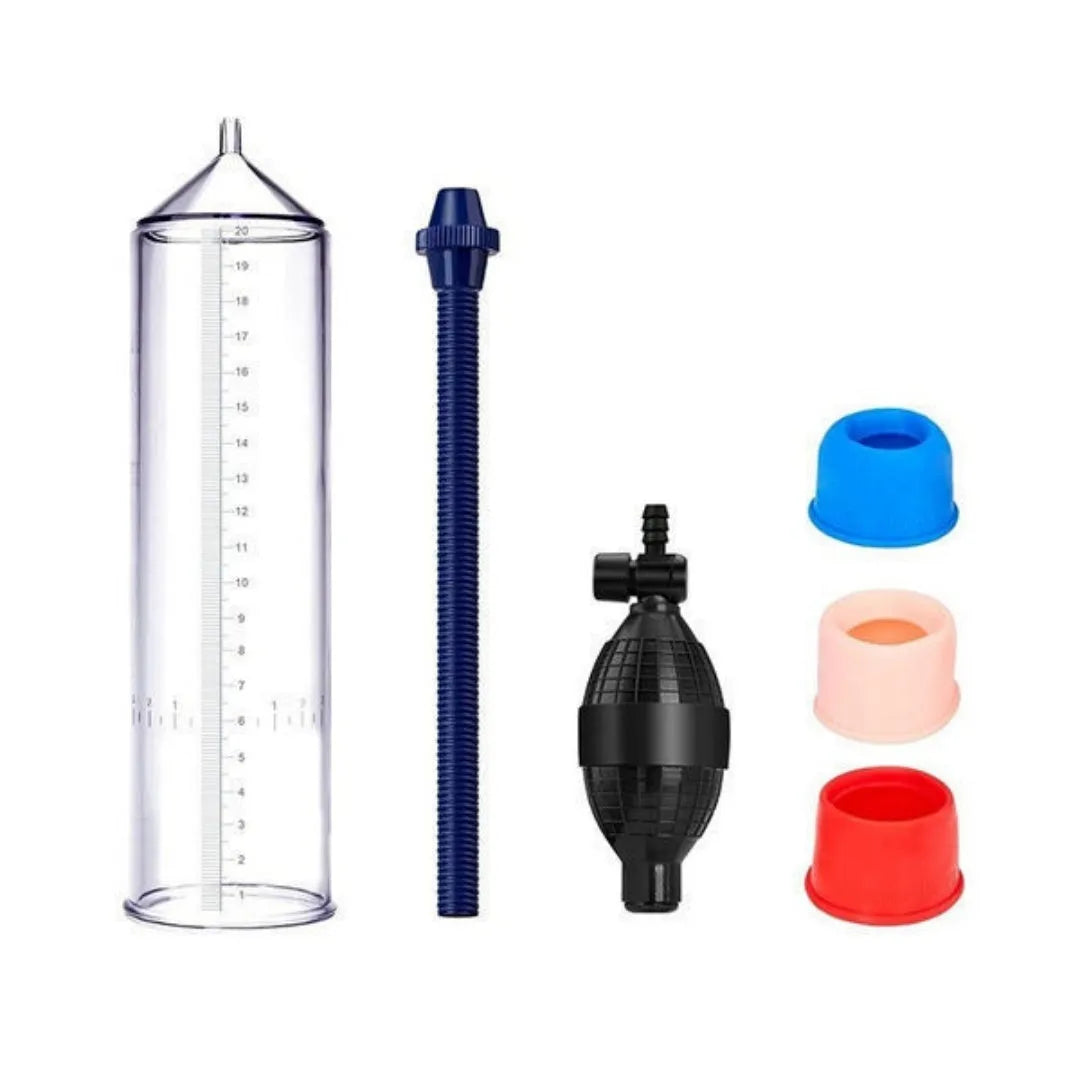 Male minimalist home exercise machine silicone cover with plastic valve exerciser and accessory components