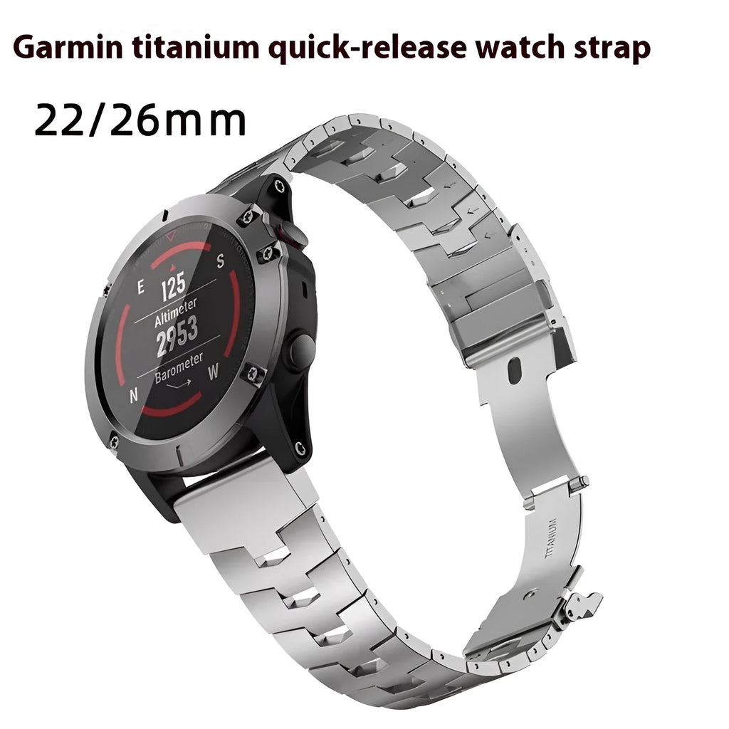 Jiaming metal watch strap for Garmin Fenix watches in black, silver, titanium colours