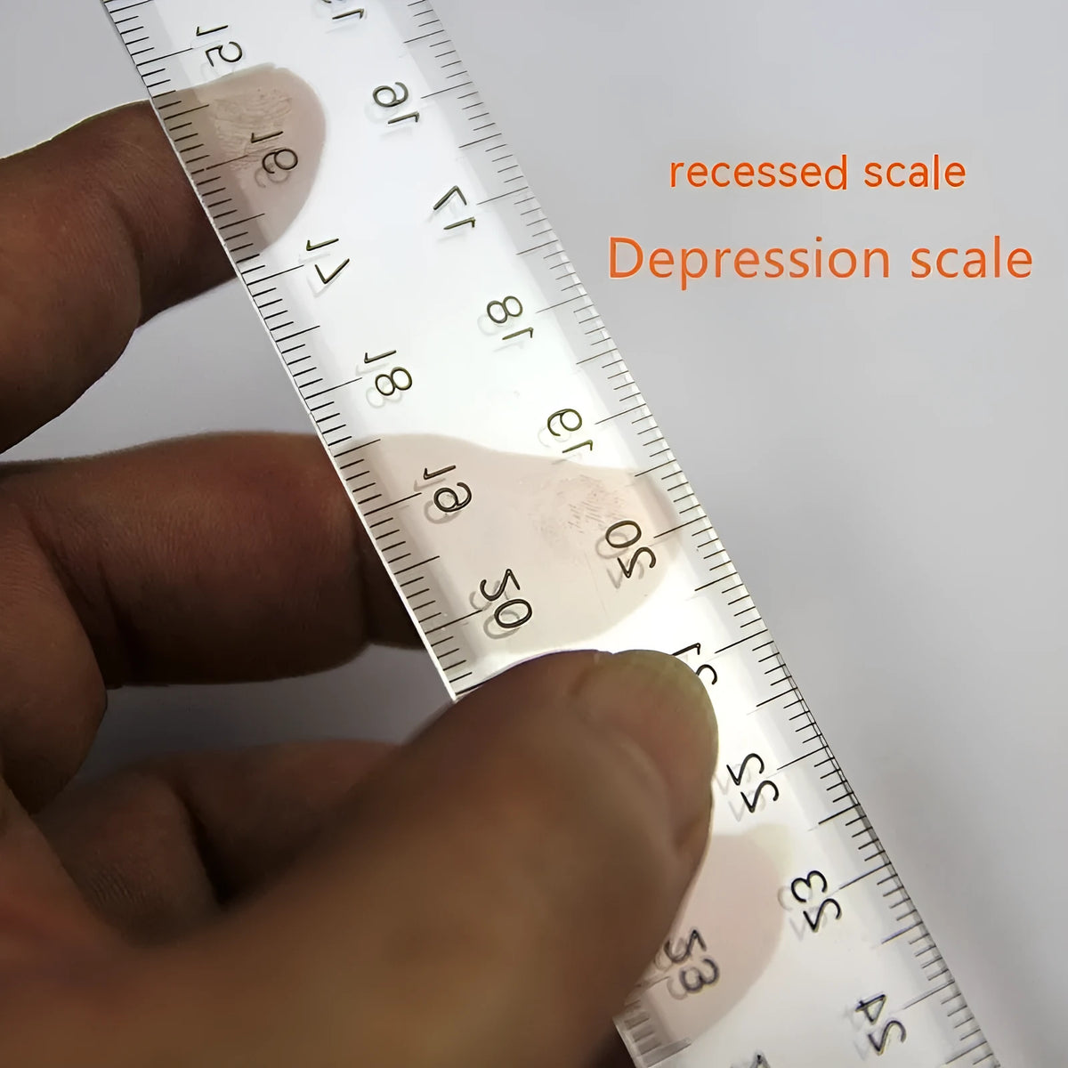 Transparent plastic T-square ruler with 30cm blade and dual centimetre measurement scales