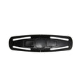 Black PA66 nylon child safety seat buckle clip for 5-point harness systems measuring 14.5cm by 4cm