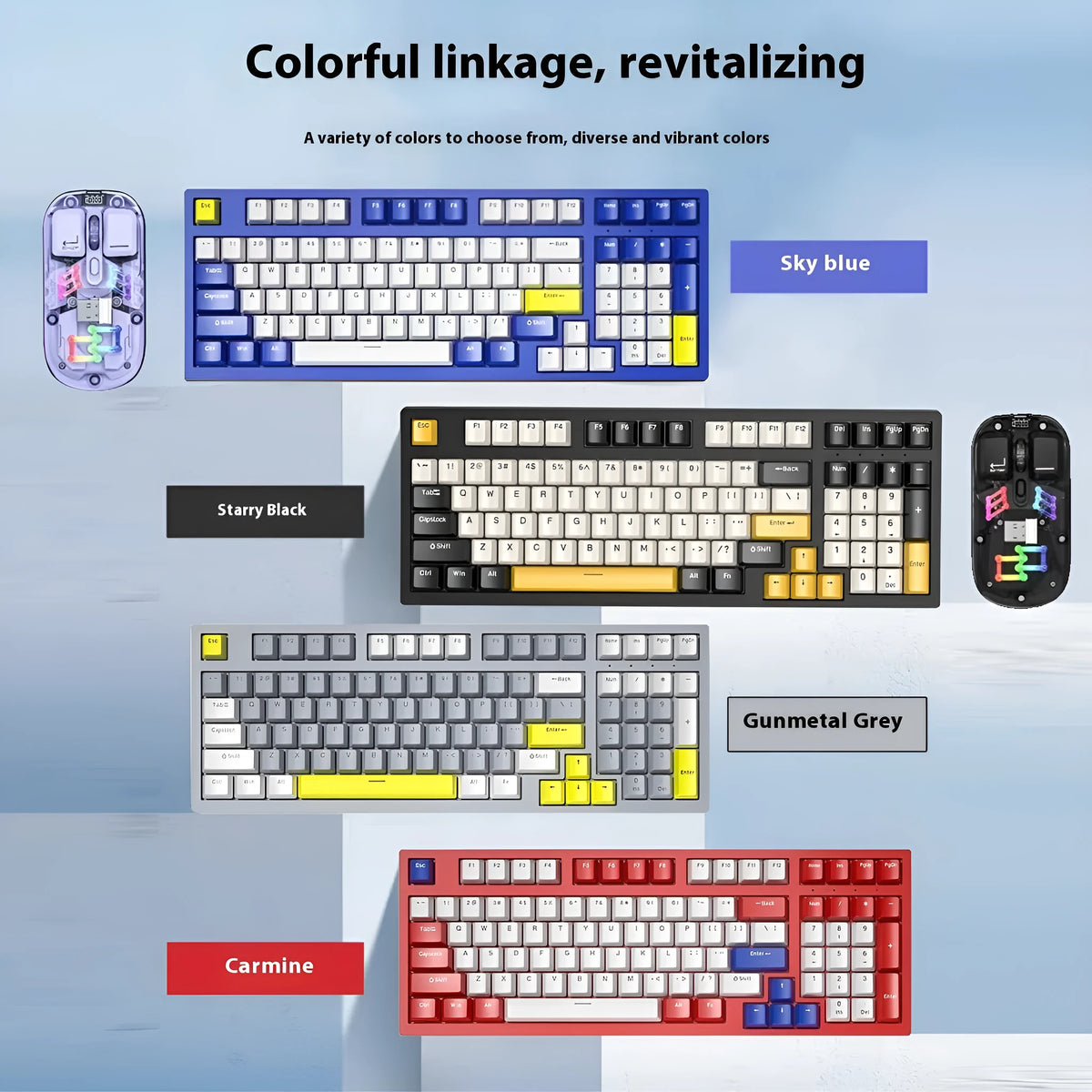 K98 mechanical keyboard with backlight in choice of colours including black orange and sky blue versions