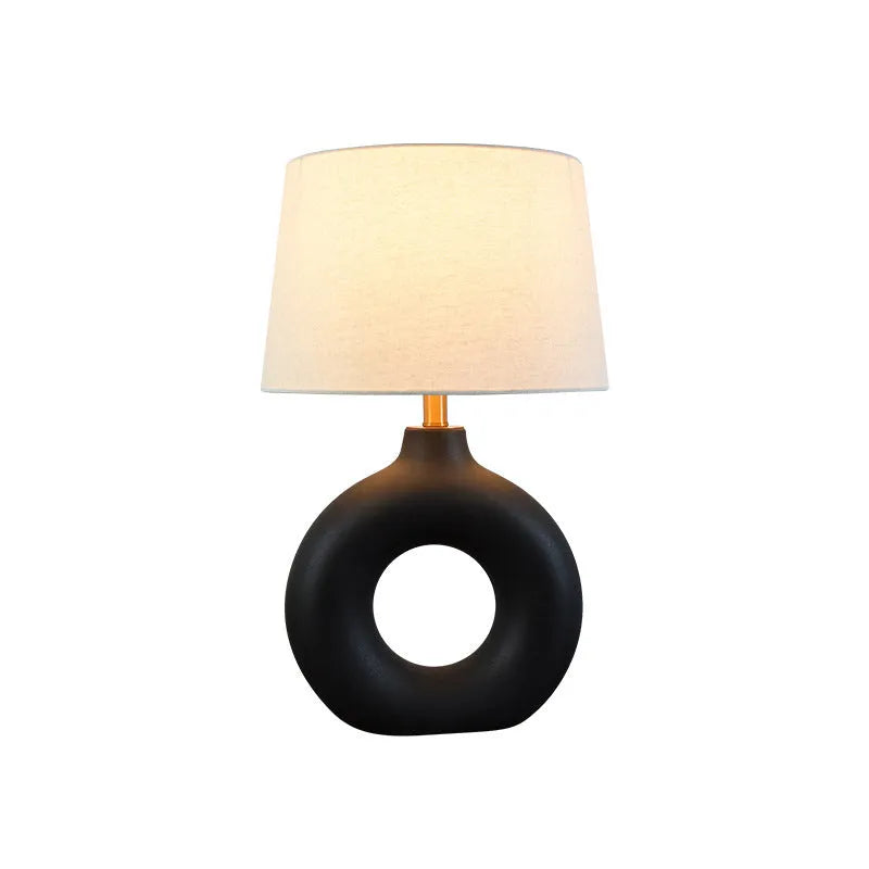 Small white or black ceramic pottery pot table lamp with Japanese style, 52cm tall.