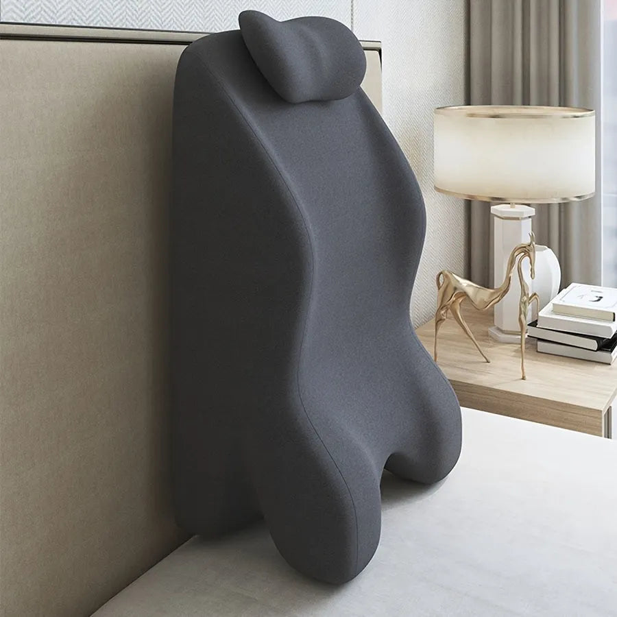 Stomach sleeper pillow in neutral colour for prone sleeping and reading in bed.
