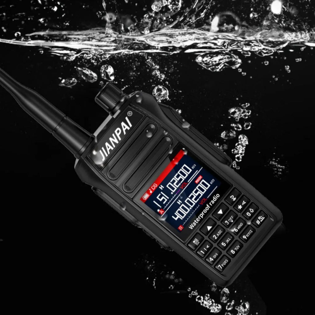 Black Interphone waterproof aviation full band motorcycle communication headset kit with antenna and accessories