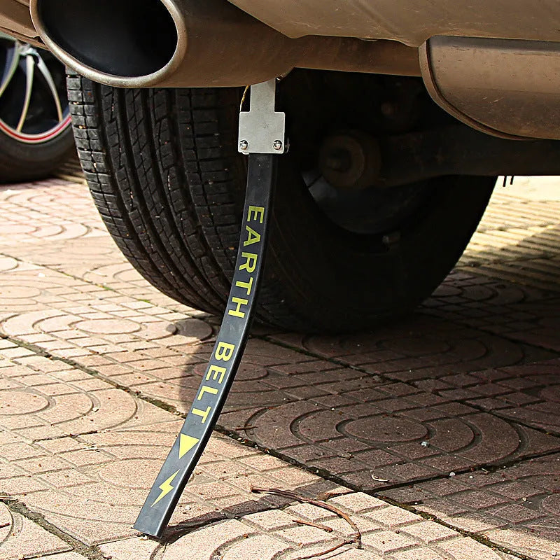 Black rubber car electrostatic grounding chain with copper wire, measuring 370mm in length.