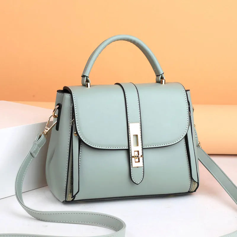 Women's soft PU leather shoulder bag in square vertical messenger style with single strap