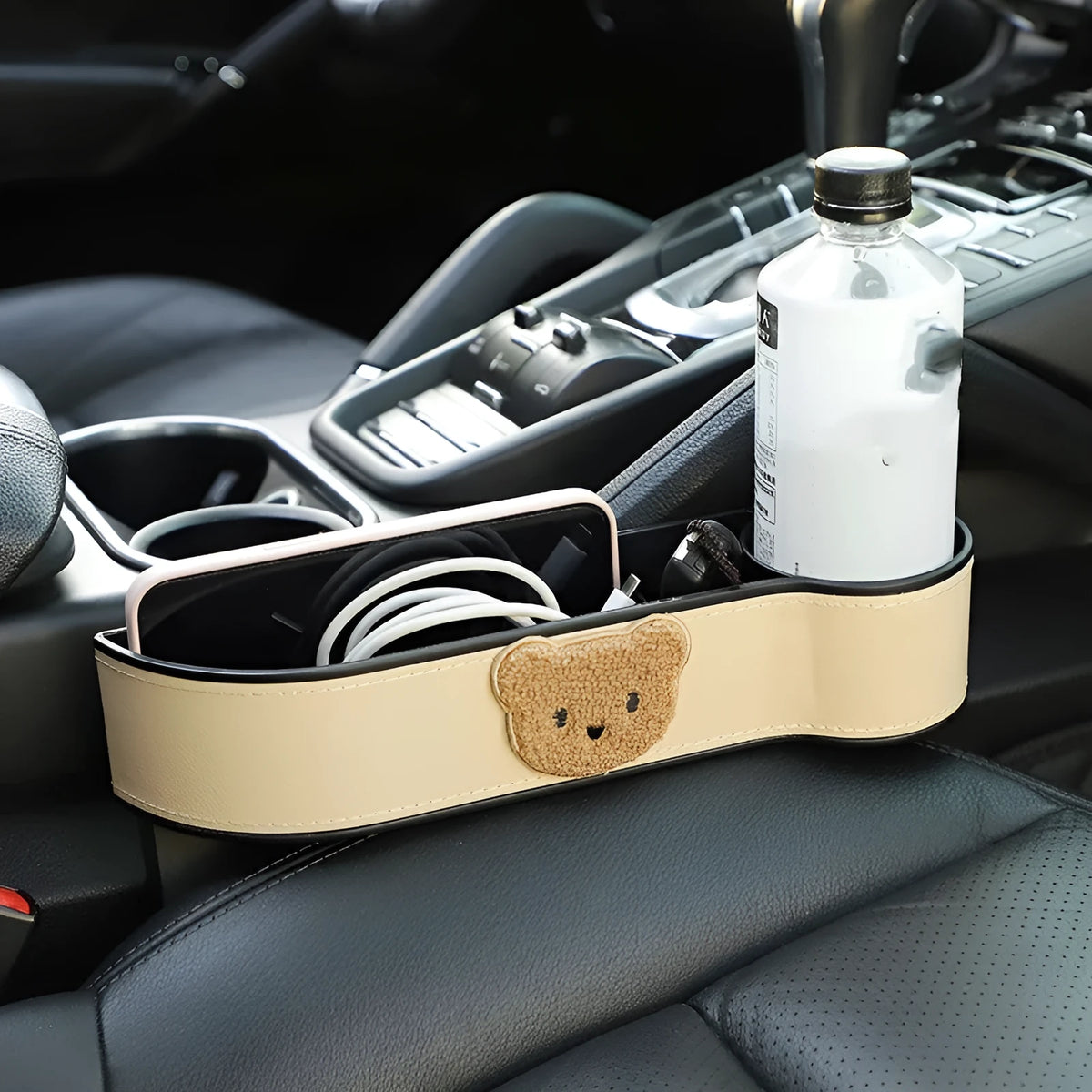 Cartoon bear car seat gap storage organiser box made from PU leather