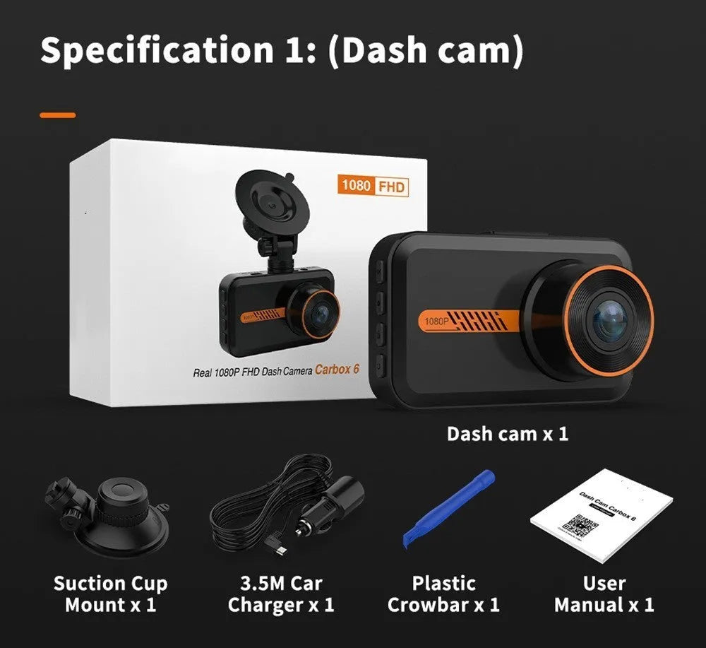 ThiEYE front and rear car dash cam with 3-inch screen, suction mount, and separate waterproof rear camera