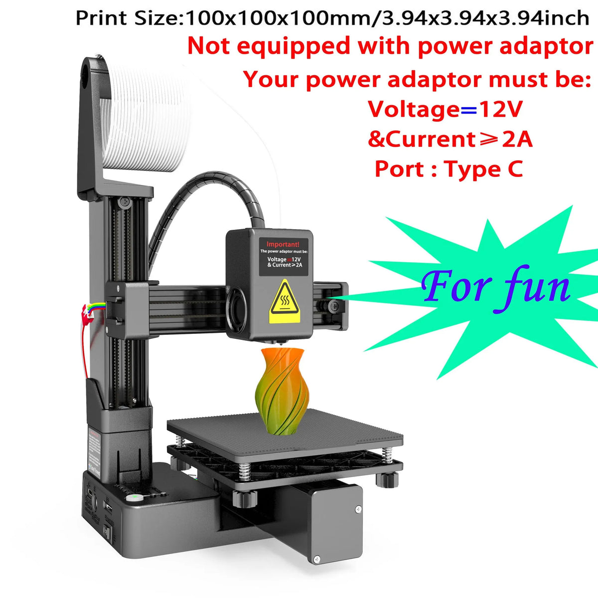 White EasyThreed K10 3D printer with 175mm print area for TPU and PLA filament