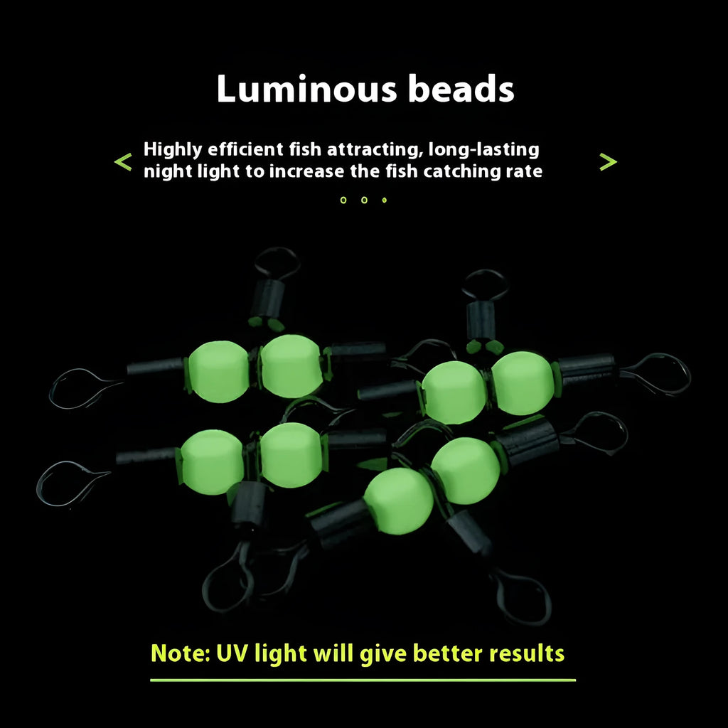 Copper three-fork luminous swivel beads for fishing lure accessories showing T-type design