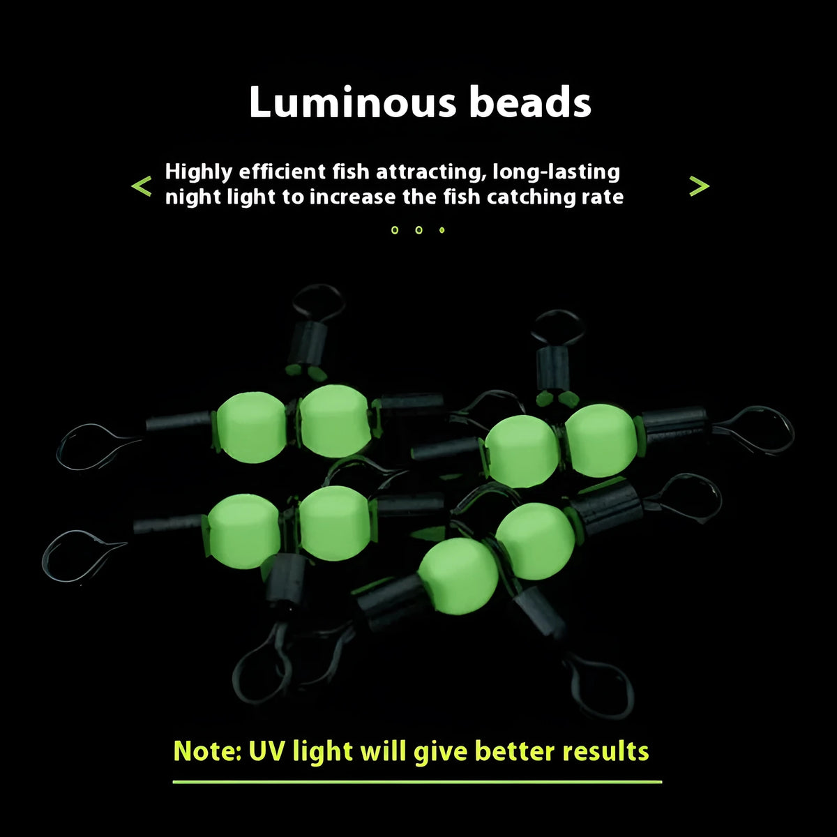 Copper three-fork luminous swivel beads for fishing lure accessories showing T-type design