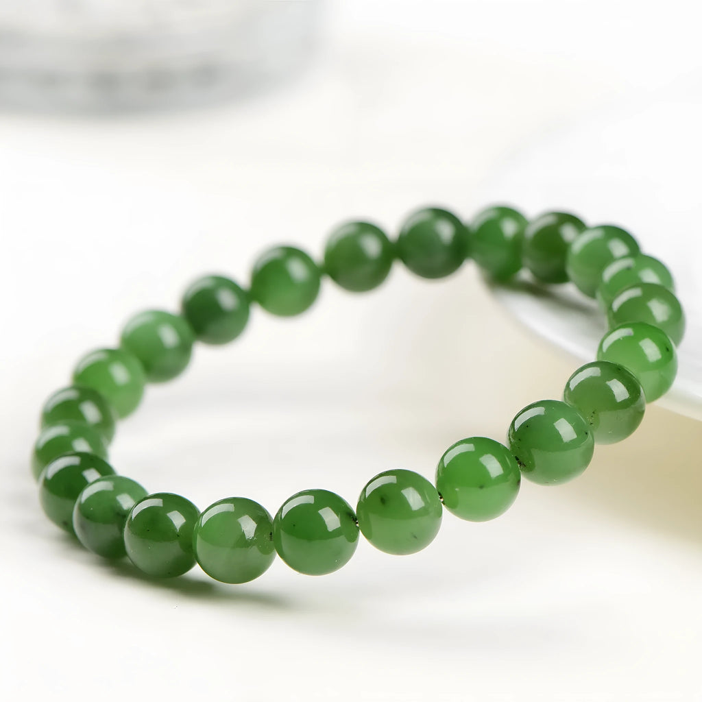 Natural jasper ball bracelet made from polished Hetian jade beads in spherical shapes