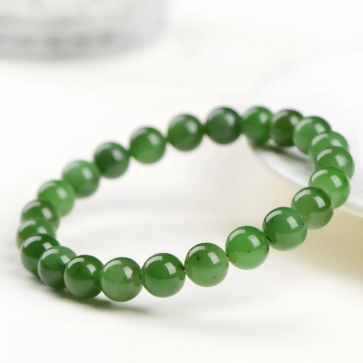 Natural jasper ball bracelet made from polished Hetian jade beads in spherical shapes
