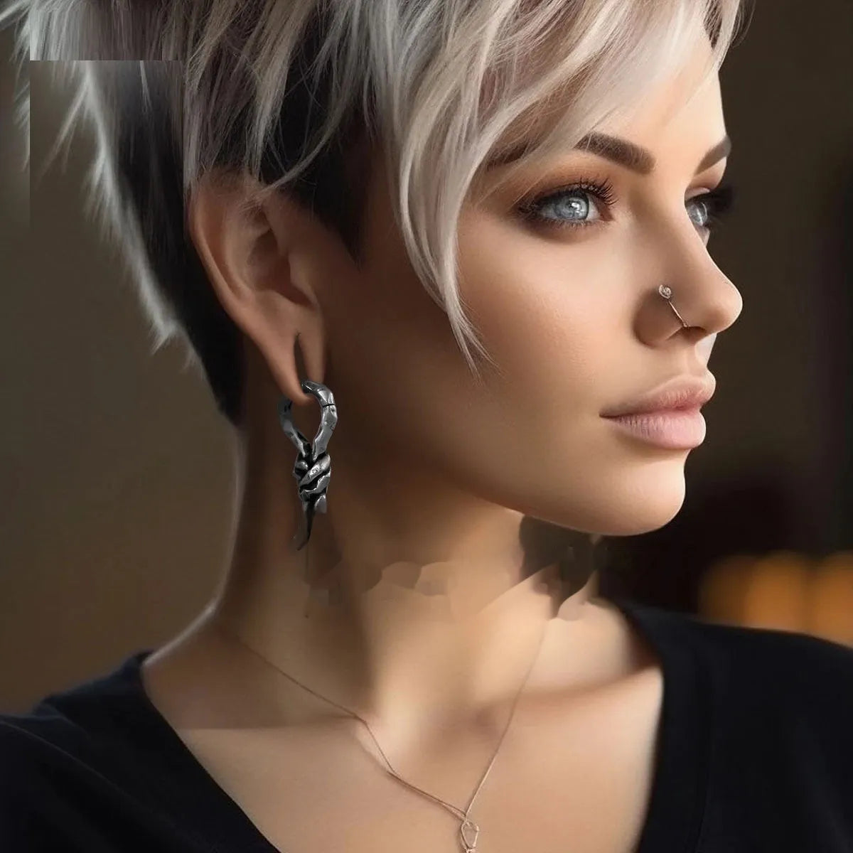 Creative bends and hitches piercing earrings in copper with 4mm specification and retro styling