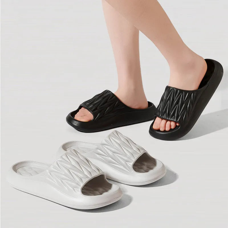Leaf texture design EVA slippers in various colours for indoor household wear