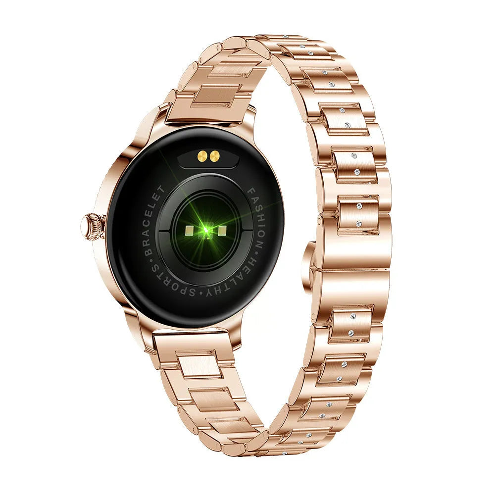AK38 ladies smart watch with stainless steel bracelet and 1.09-inch display