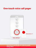 White emergency alert device with central buzzer unit and three wireless button pendants for elderly care