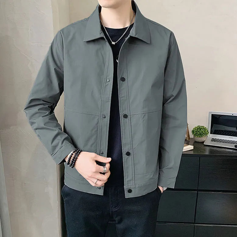 Korean-style slim fit men's single-layer jacket in polyester for spring and autumn.