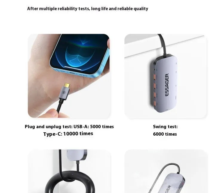 11-in-1 USB-C expansion dock hub with Gigabit Ethernet port, HDMI, USB ports, and 20cm cable