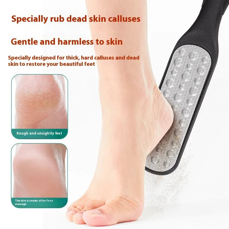 Stainless steel foot grinder with double-sided sandpaper-style gear for callus removal