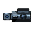 Black car dash camera with 5 inch screen showing road recording display