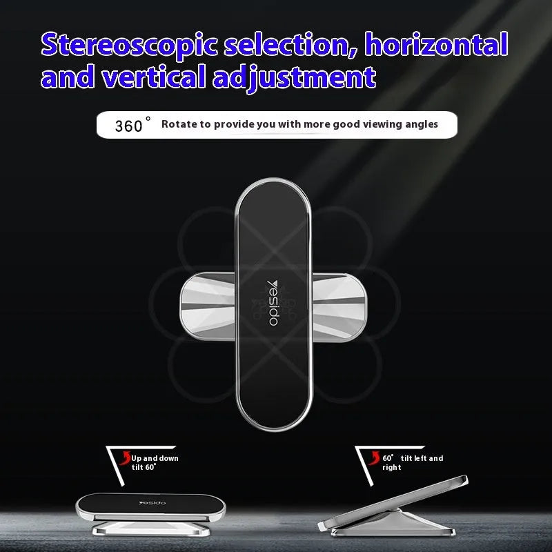 360 degree rotary magnetic phone holder bracket in black and grey with adhesive mount, zinc alloy and N50 magnet.
