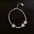 Women's copper bracelet with geometric quadrilateral zircon design in gold colour