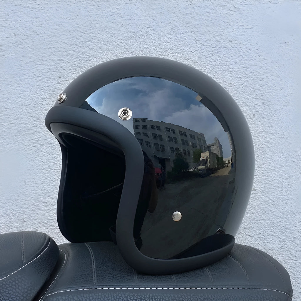 Glass fibre retro half motorcycle helmet for electric bike commuting in multiple colour options