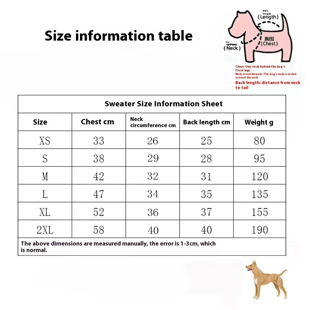 Thick wool dog sweater in European American style for autumn winter wear