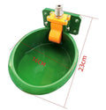 Green plastic drinking bowl for sheep livestock on farms