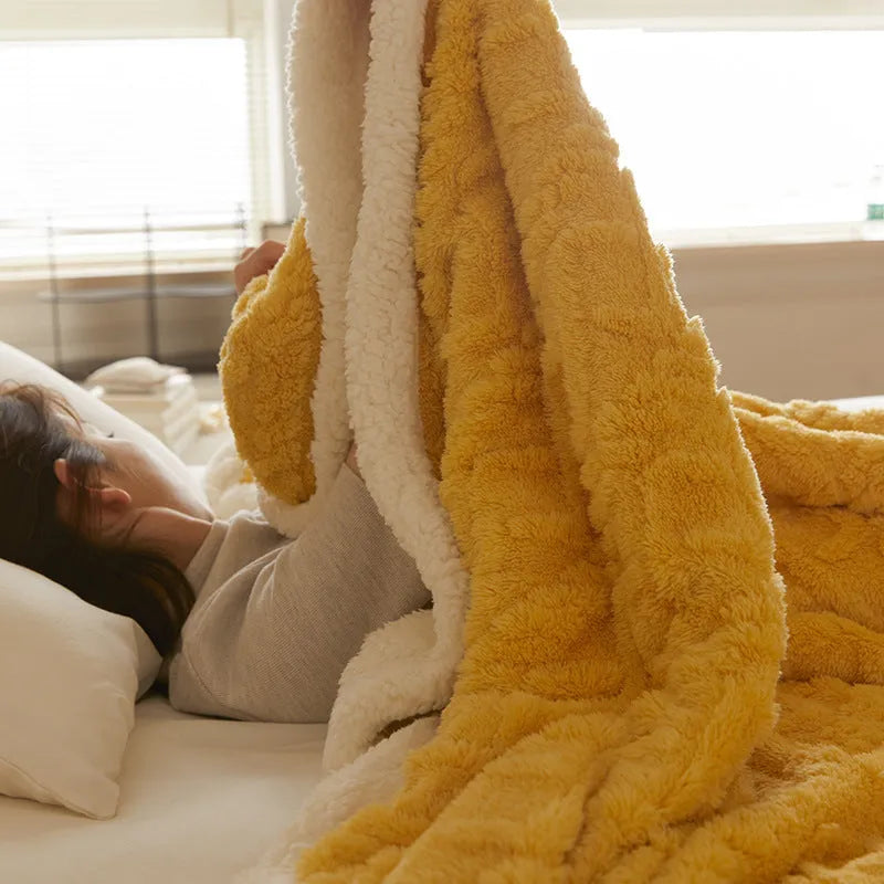 180x200cm winter thermal flannel blanket in tea green colour showing modern simple design
