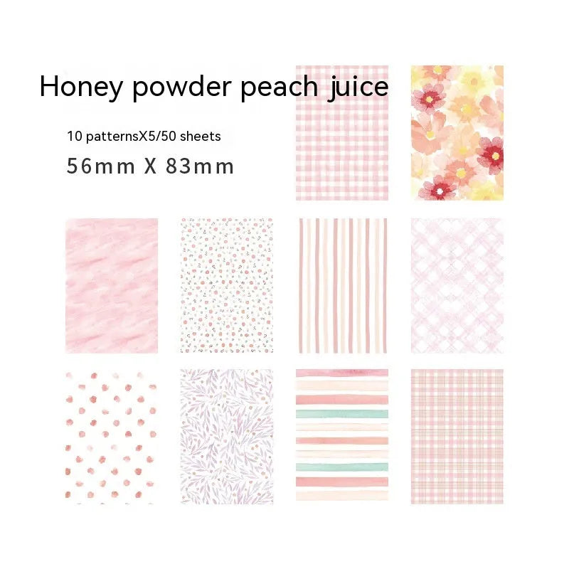 Retro collage material note paper in dessert colours measuring 56mm by 83mm
