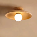 Minimalist solid wood and glass ceiling lamp in walnut colour