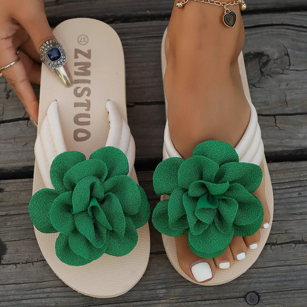 Women's plus size floral pattern PU slippers in three colour options