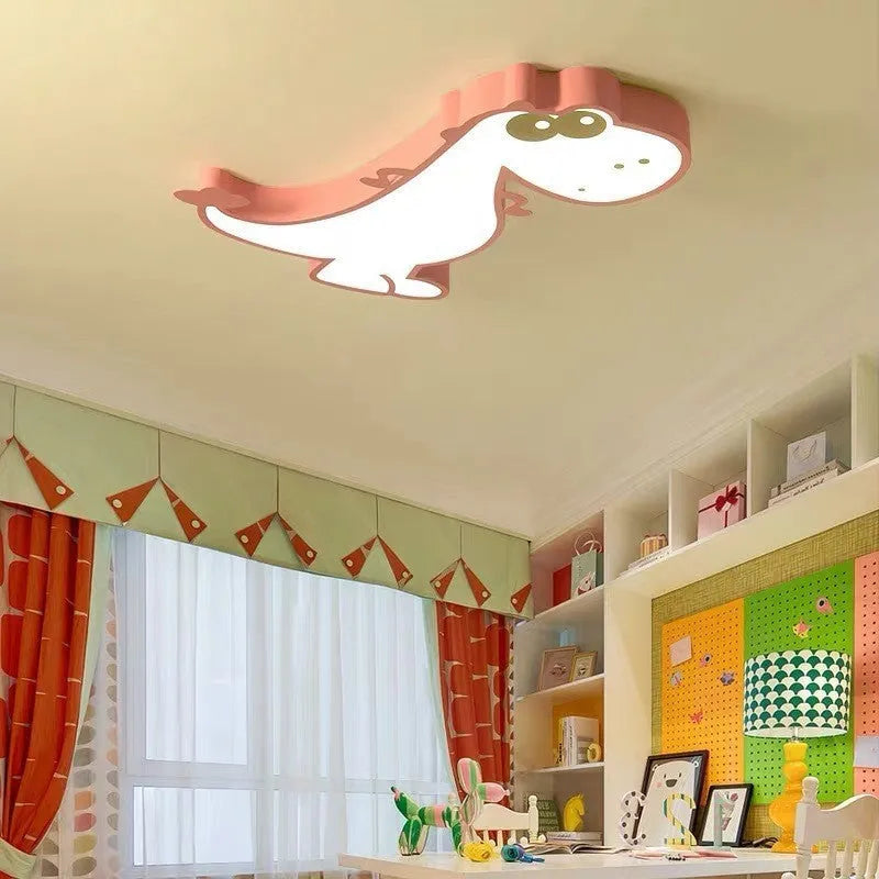Green cartoon dinosaur ceiling light with 48cm diameter and dimming function