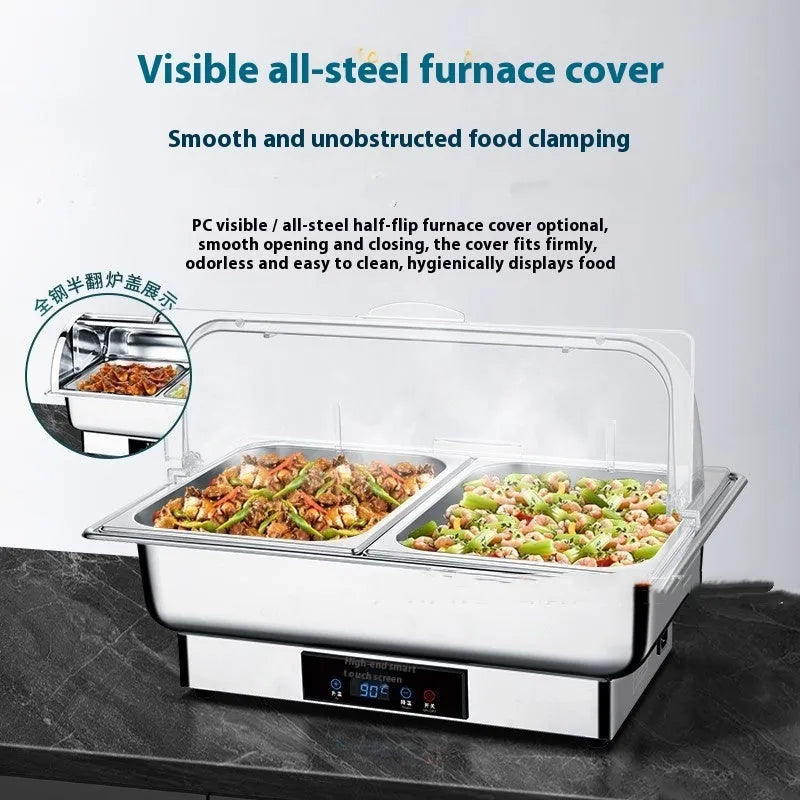 Stainless steel electric buffet stove body with LCD screen and double grid 13L capacity