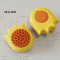 Pet bath brush with integrated shampoo box and four interchangeable brush heads in blue colour