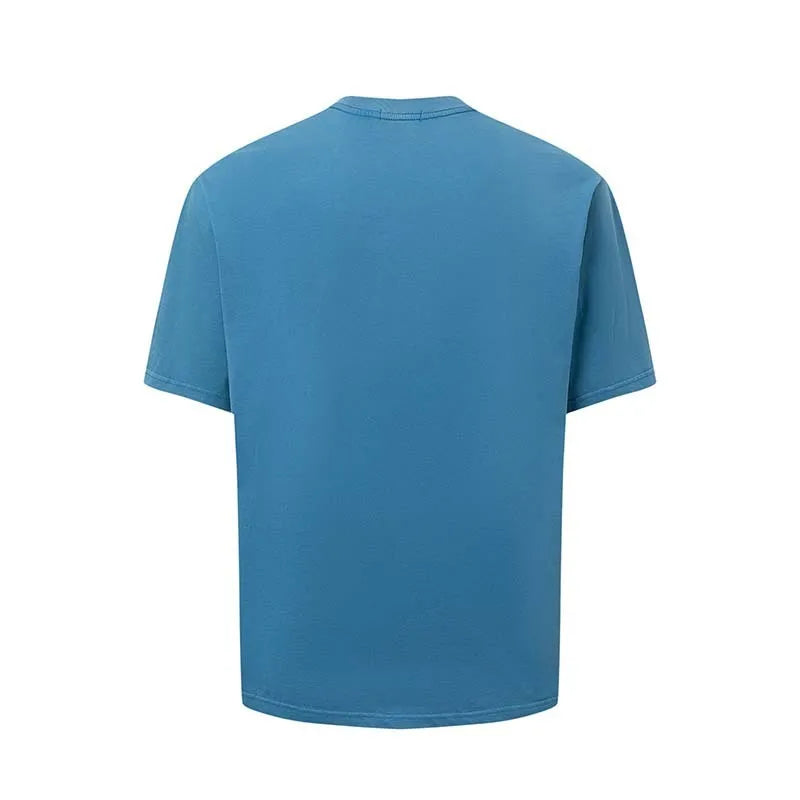 Men's white American-style letter printed round neck cotton blend T-shirt shown front view